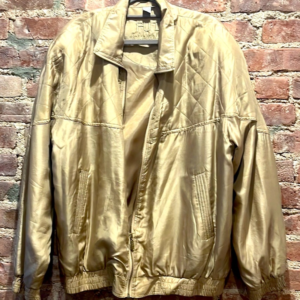Gold Silk Bomber Jacket